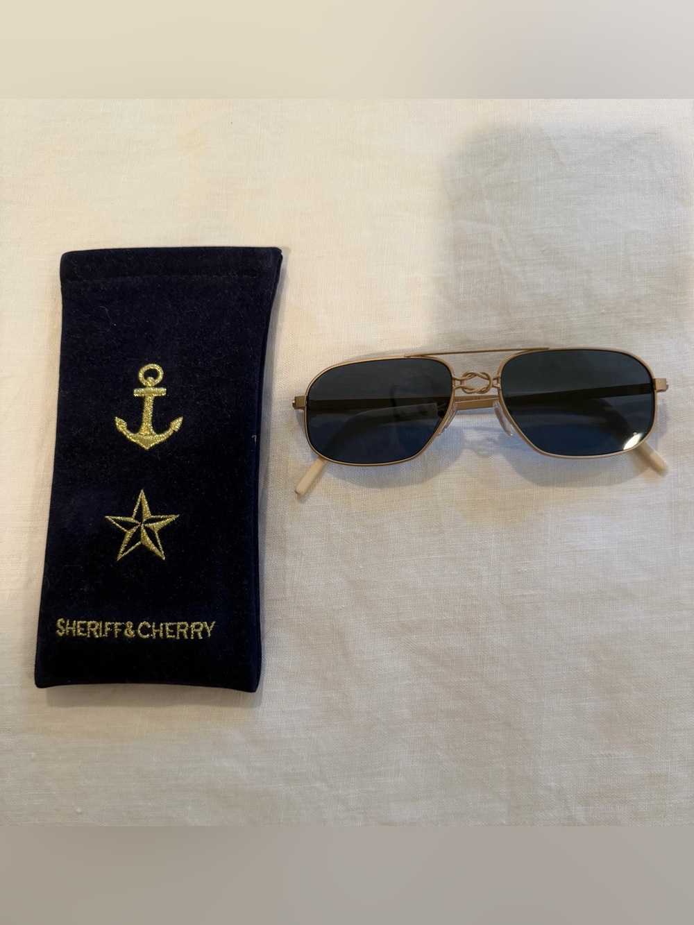 Men's Gold Frame Black Lens Sunglasses